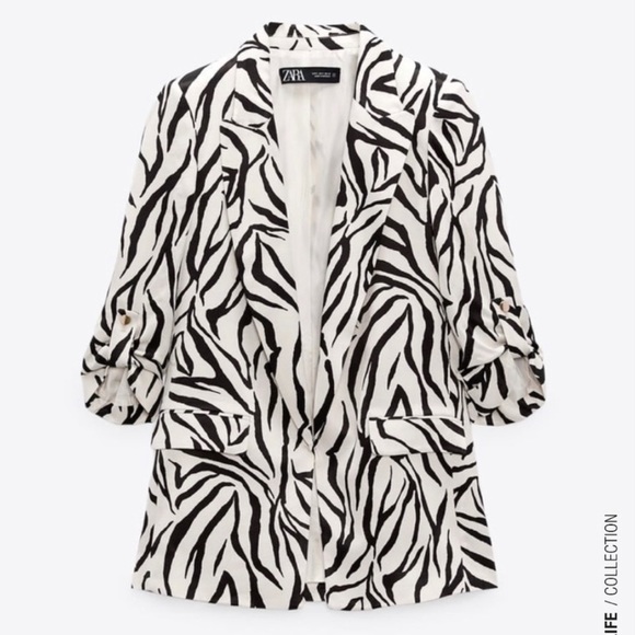 Zara Jackets & Blazers - ZARA ROLLED UP ZEBRA BLAZER